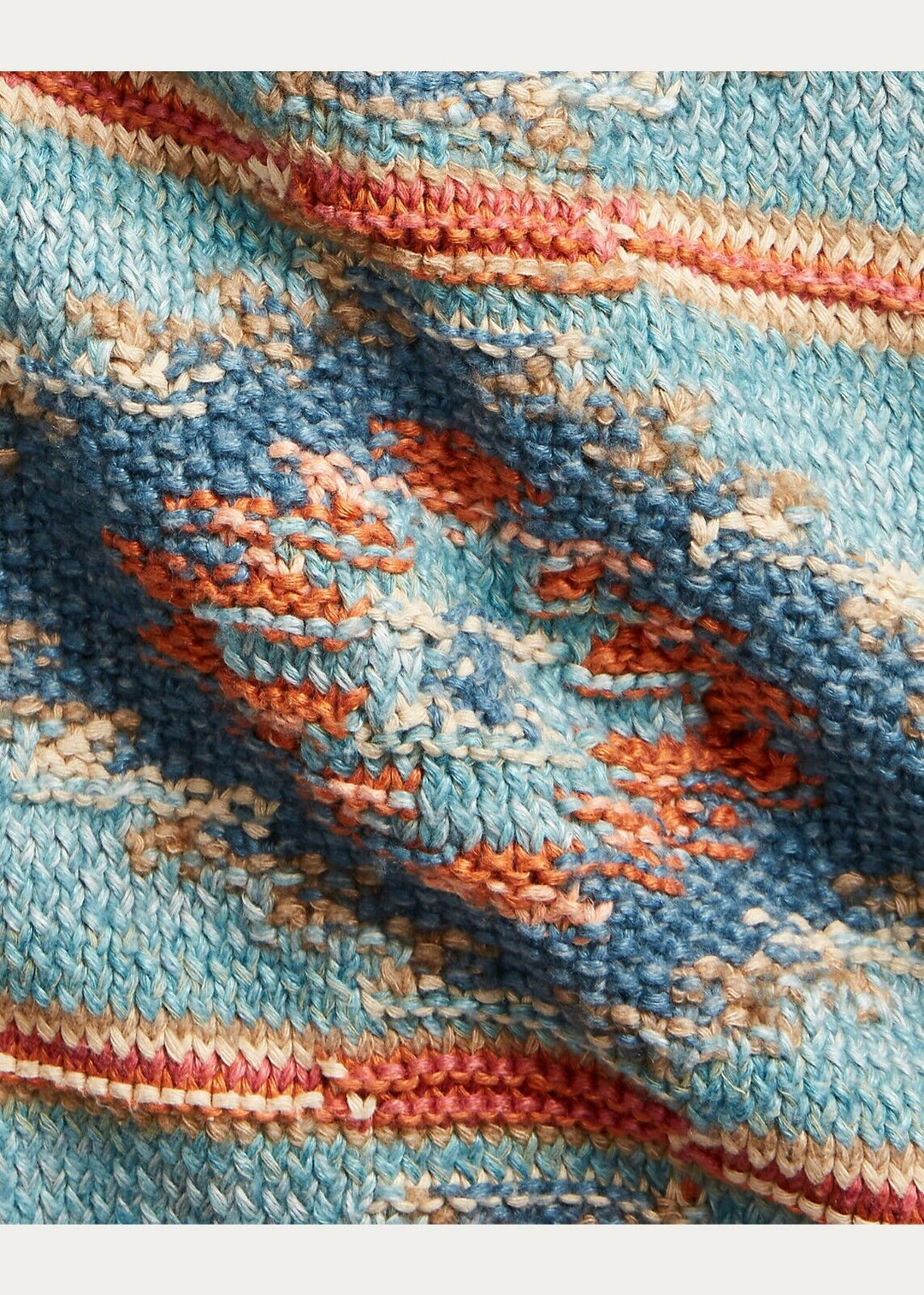 RRL Ralph Lauren Southwestern Blue Hand-Knit Silk Cardigan Men Extra-Large XL