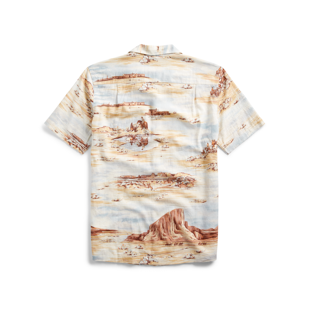 RRL Ralph Lauren 1950 Western Scenic Print Linen Shirt Camp Men's XS Extra-Small