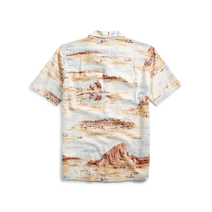 RRL Ralph Lauren 1950 Western Scenic Print Linen Shirt Camp Men's XS Extra-Small