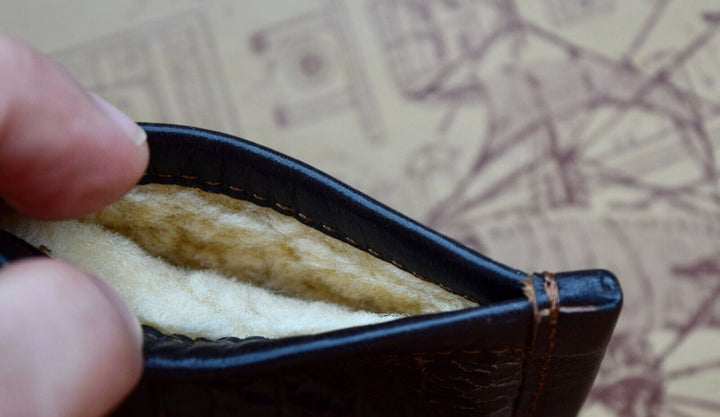 New RRL Ralph Lauren Vintage Military Shearling Cracked Leather Glasses Case