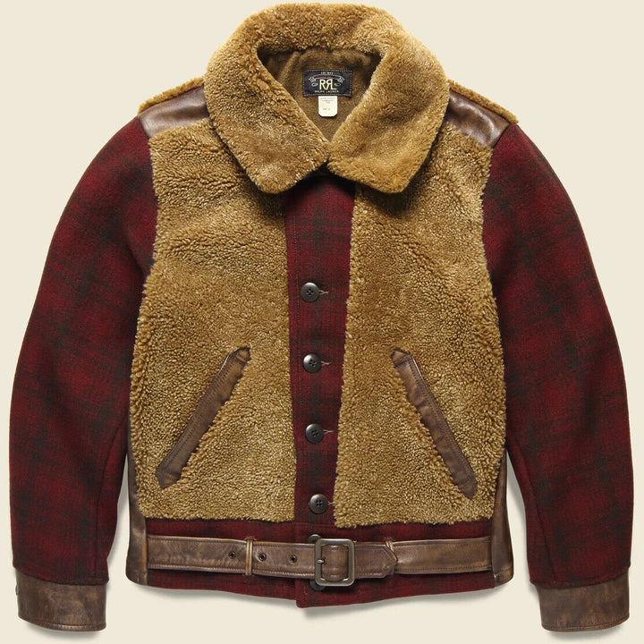 RRL Double RL Ralph Lauren Panelled Shearling-Lined Suede Jacket Mens Medium M