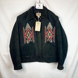 RRL Ralph Lauren Southwestern Leather Jacket Suede Black Woven Men's L Large