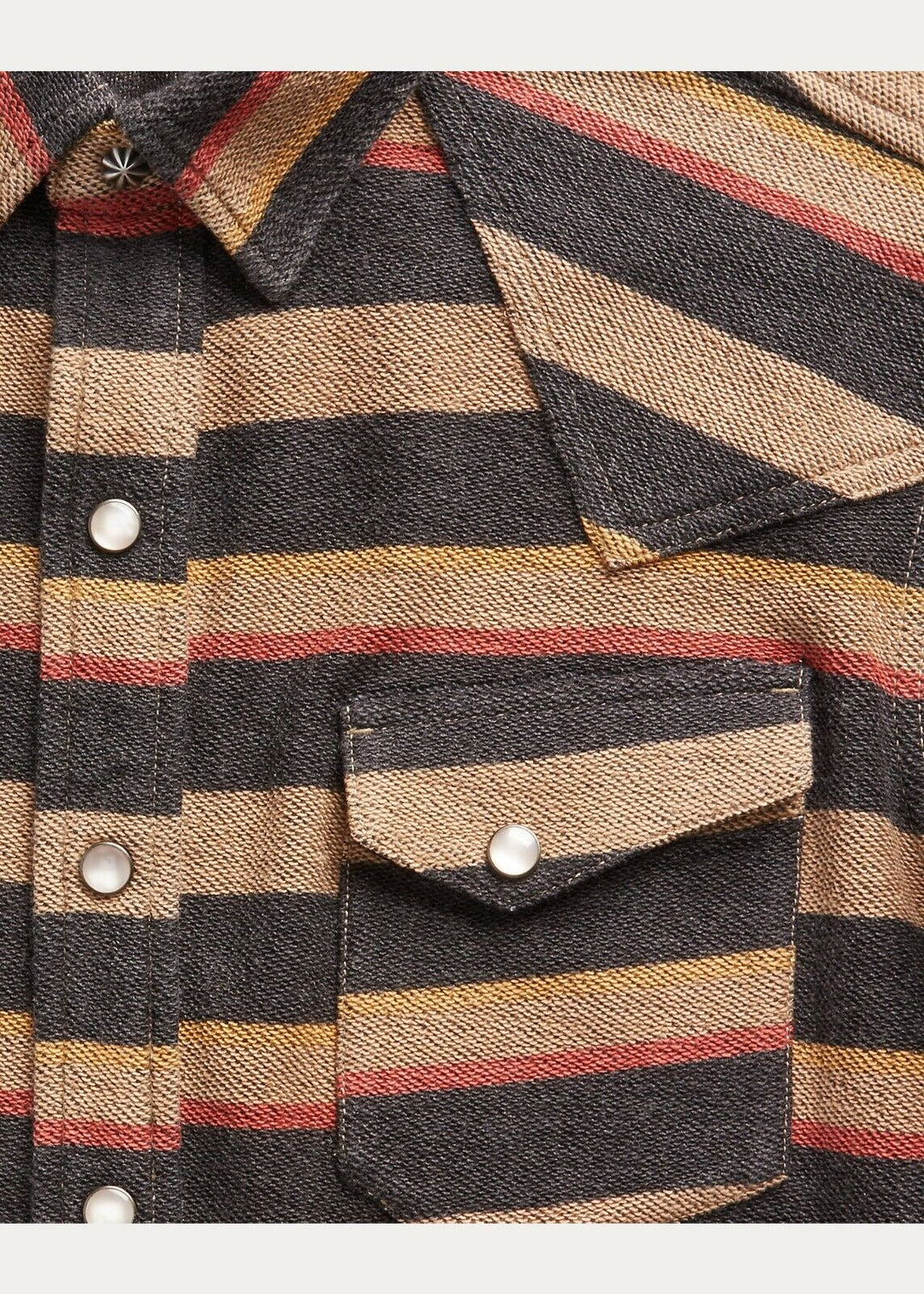 RRL Ralph Lauren Black Striped Yoke Western French Terry Shirt Men's Small S