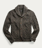 RRL Ralph Lauren Thick Marled Shawl Aran-Knit Brown Cardigan Men's S Small