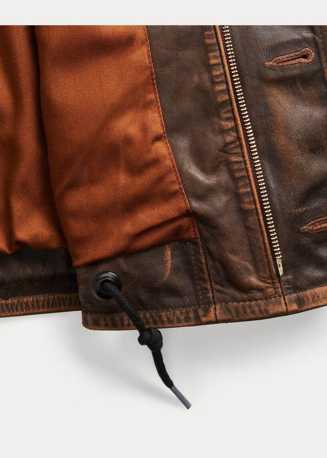 RRL Ralph Lauren Shearling Leather Brown Distressed Deck Jacket Men's Medium M