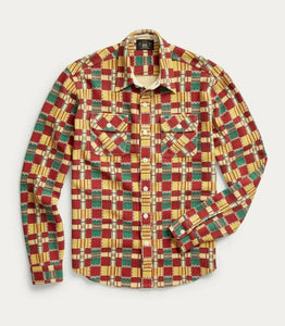 RRL Ralph Lauren Southwestern Ottoman Check Multi-Color Workshirt Men's Large L