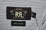 RRL Ralph Lauren Striped Band Collar Button Dress Gray Work Shirt Men's Large L