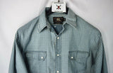 New RRL Ralph Lauren Blue Snap Workwear Shirt Men's M Medium Western Relaxed Fit