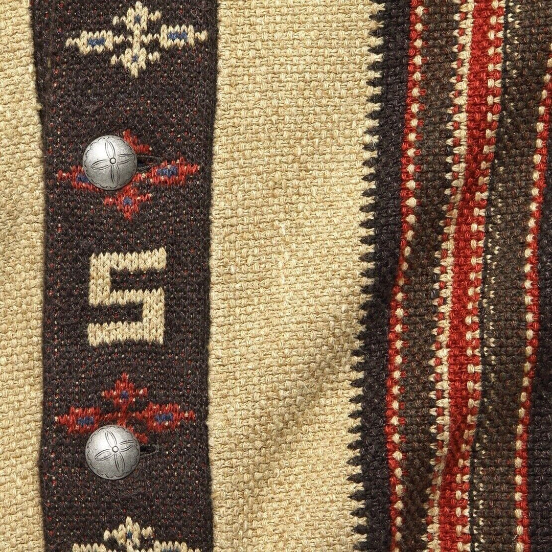 RRL Ralph Lauren Hand Knit Jacquard Brown Ranch Belted Cardigan Men's Medium M