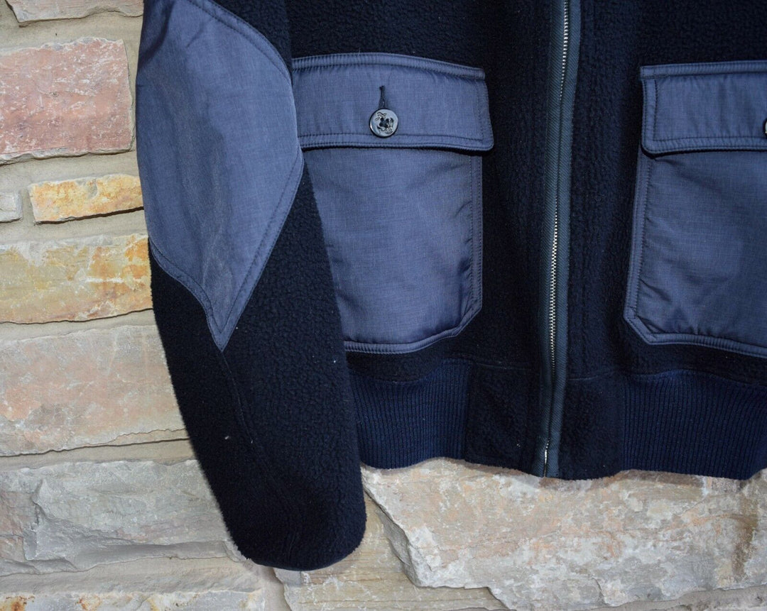RRL Ralph Lauren Black Ripstop Paneled Fleece Jacket Men's S Small
