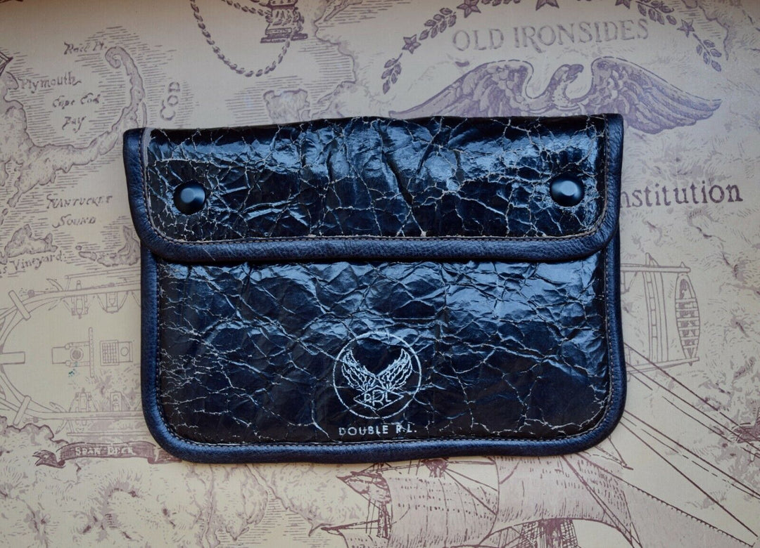 RRL Ralph Lauren Vintage Military Italian Shearling Cracked Leather Media Case
