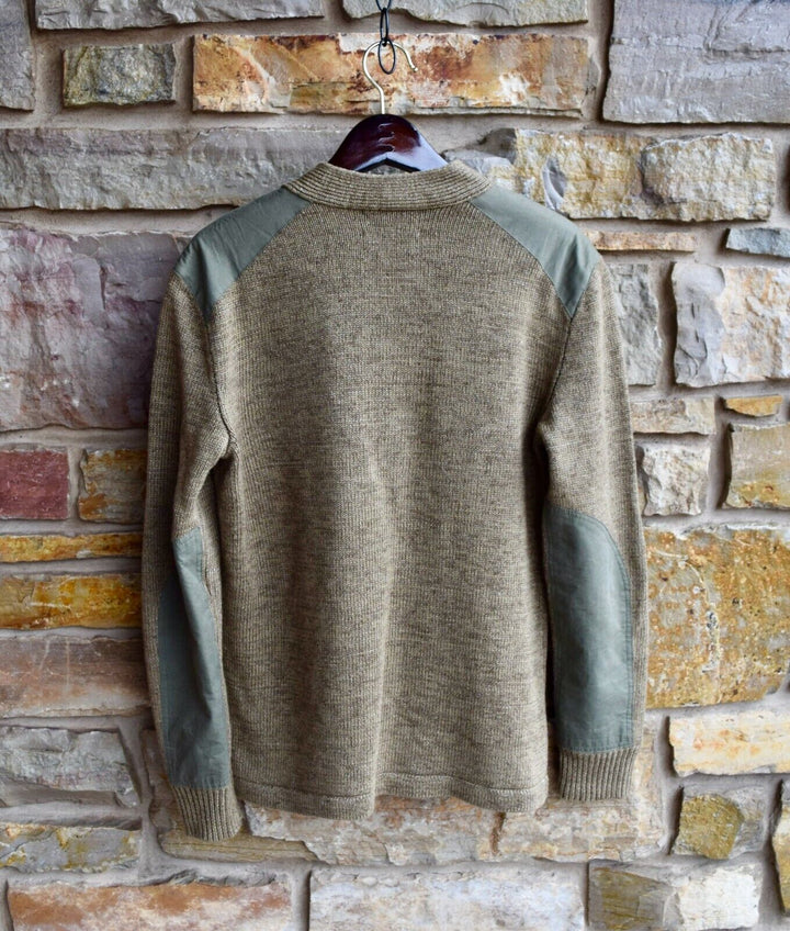 RRL Ralph Lauren Green Linen Knit Henley Military Elbow Sweater Men's Small S