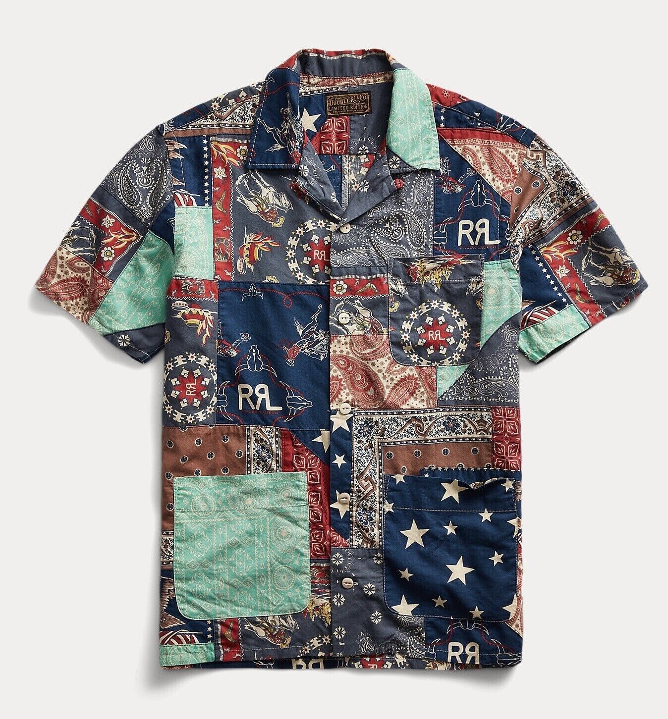 RRL Ralph Lauren Limited Edition Patchwork Western Camp Shirt 