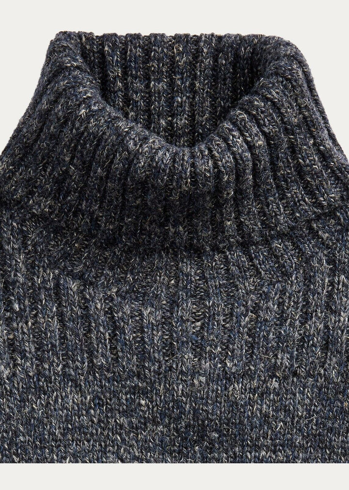RRL Ralph Lauren Marled Wool Cotton Linen Turtleneck Navy Blue Men's Medium M