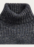 RRL Ralph Lauren Marled Wool Cotton Linen Turtleneck Navy Blue Men's Medium M