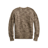 RRL Crewneck Cotton Melange Varsity Thick Knit Sweater Brown Men's Small S