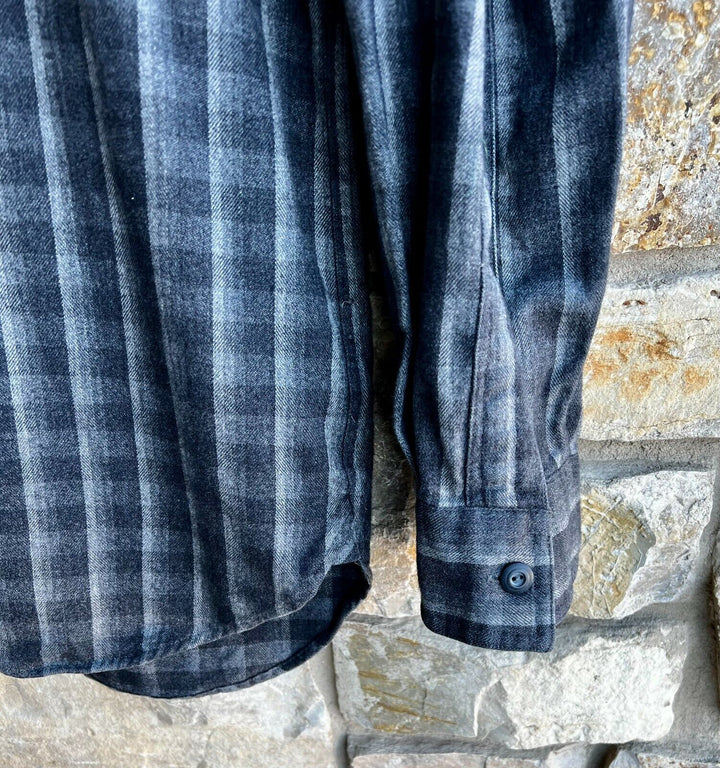 RRL Ralph Lauren Gray Black Cotton 1/2 Zip Check Overshirt Mens XL Extra-Large