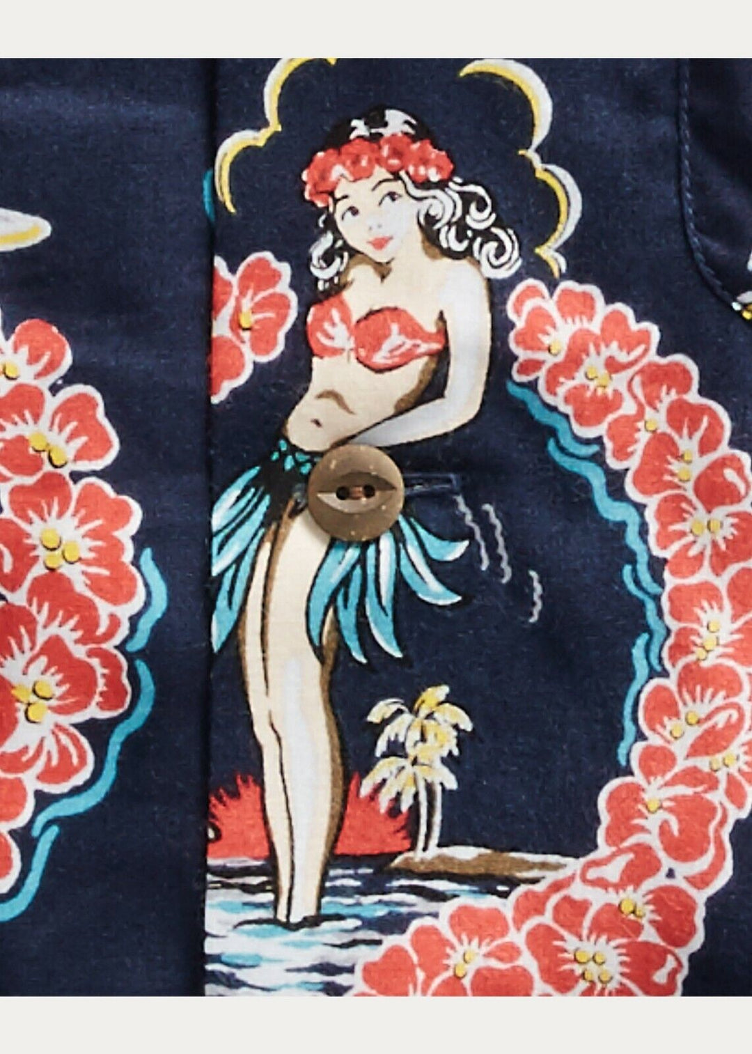 RRL Ralph Lauren 1930's Tropical Blue Hawaiian Camp Navy Shirt XL Extra-Large