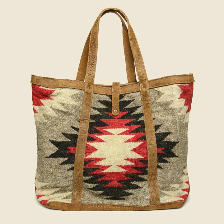 RRL Ralph Lauren Market Wool Tote Southwestern Leather Brown Leather Shoulder