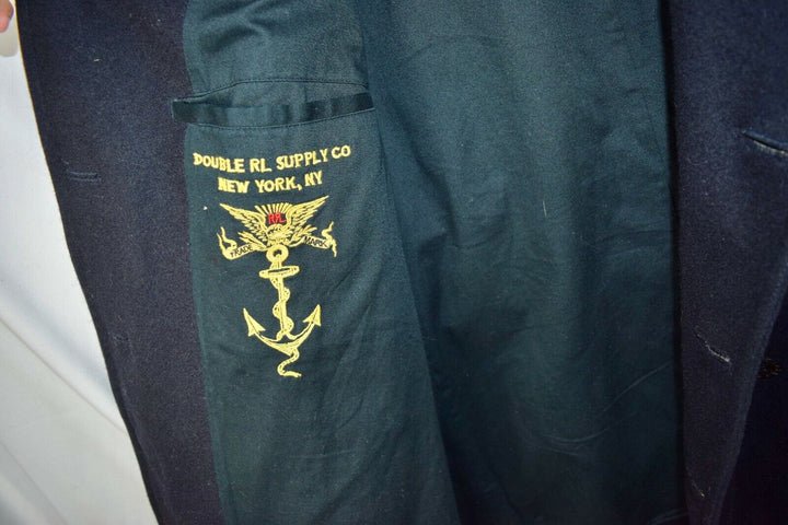 NWOT New RRL Ralph Lauren Naval Overcoat Navy Wool Pea Coat Jacket Men's XL