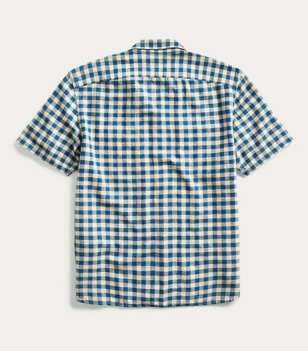 New RRL Double RL Cotton Linen Rustic Check Shirt White Blue S/S Men's Small S