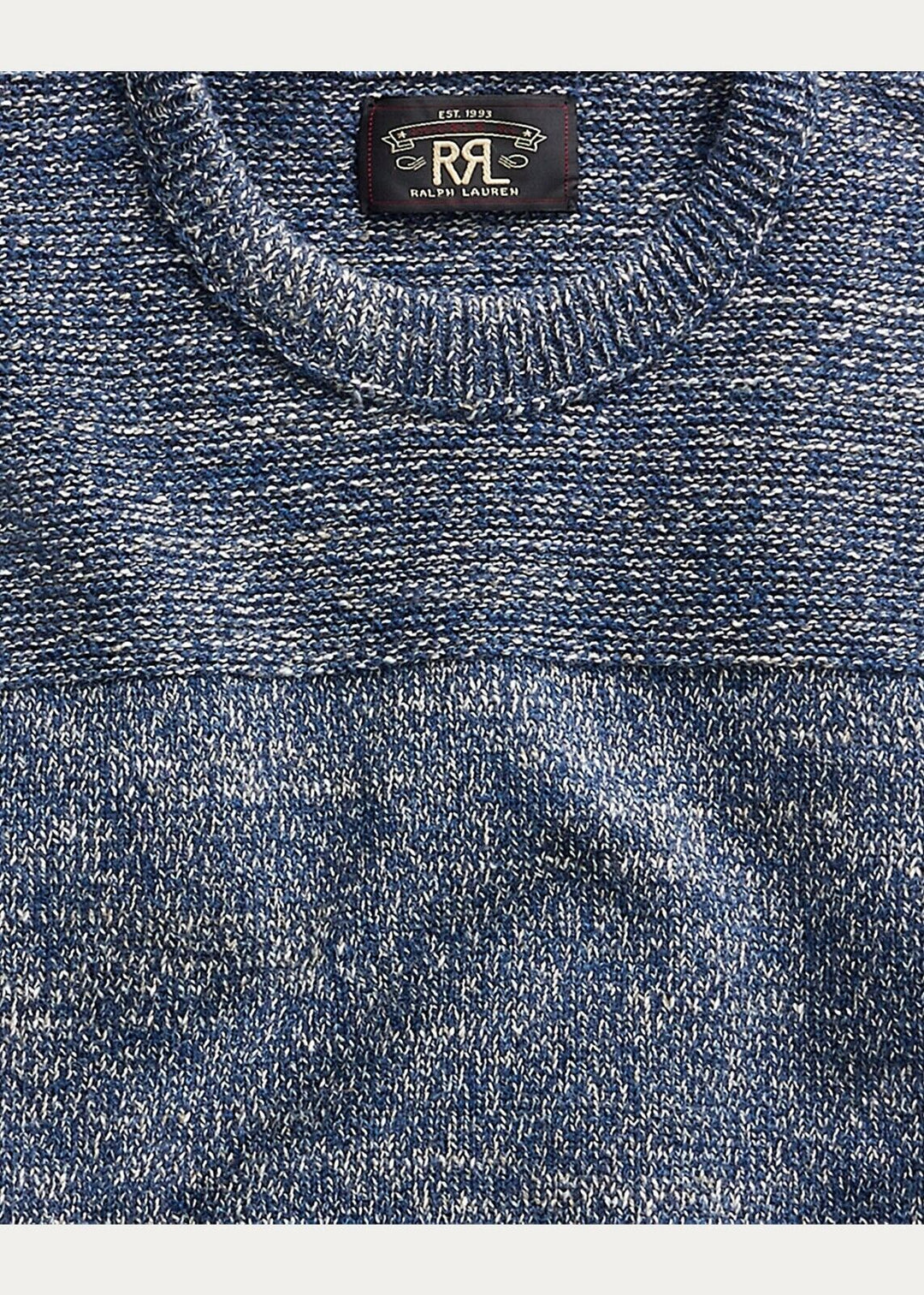 RRL Crewneck Cotton Melange Varsity Thick Knit Men's Small S Sweater Blue