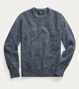 RRL Crewneck Cotton Melange Varsity Thick Knit Men's Small S Sweater Blue