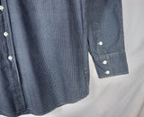 RRL Ralph Lauren Check Western Kane Yoke Blue Cotton Work Shirt Men's XXL 2XL