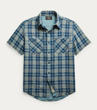 RRL Ralph Lauren Indigo Plaid Double-Faced Workshirt Shirt Men's L Large