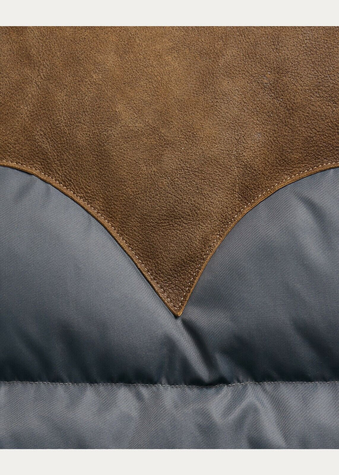 RRL Ralph Lauren Suede-Yoke Quilted Down Vest Jacket Coat Puffer Men's S Small