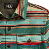 RRL Ralph Lauren Striped Green Serape Southwestern Work Shirt Men's Small S