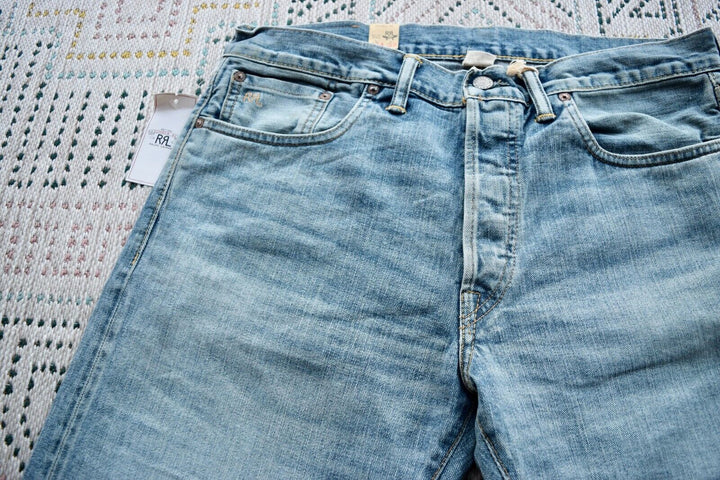 $450 RRL Double RL Light Wash Denim Jeans USA Made Relax Fitting Denim 33x32