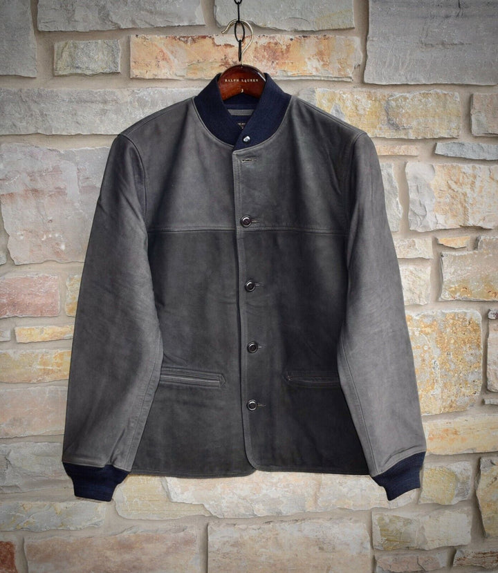 RRL Ralph Lauren Indigo Suede 1930's Nautical Deck Leather Jacket Men's 2XL XXL