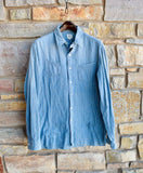 RRL Ralph Lauren Engineer Stripe Chambray Blue Striped Workshirt Men's M Medium