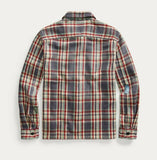 RRL Ralph Lauren Distressed Repaired Plaid Twill Cotton Flannel Men's L Large