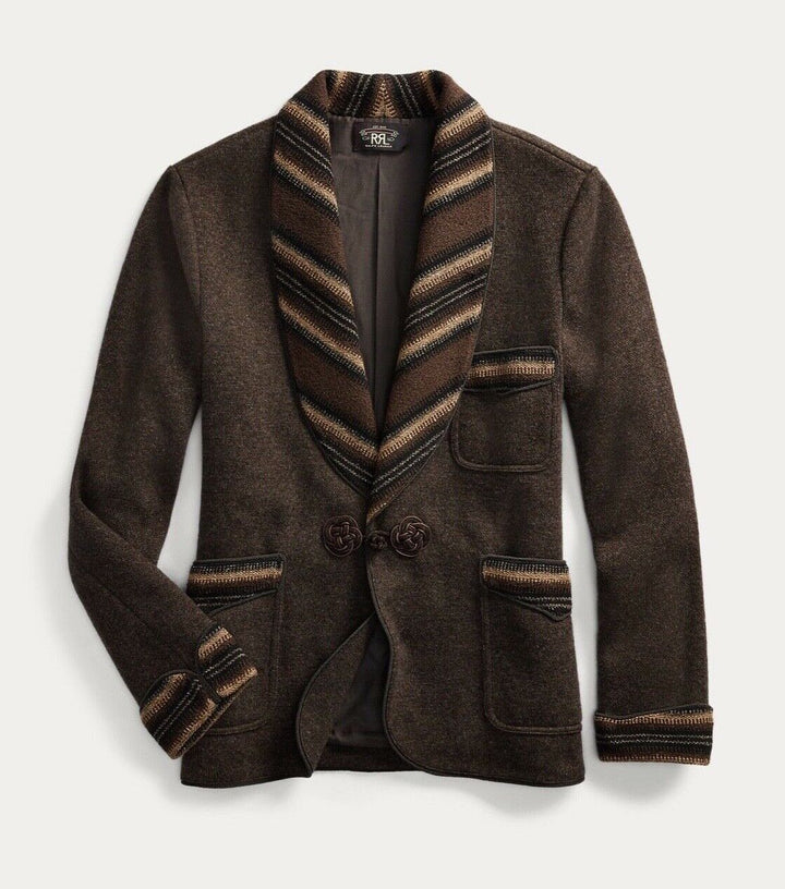 Ralph Lauren RRL Smoking Jacket Sweater Southwest Brown Men's Large L
