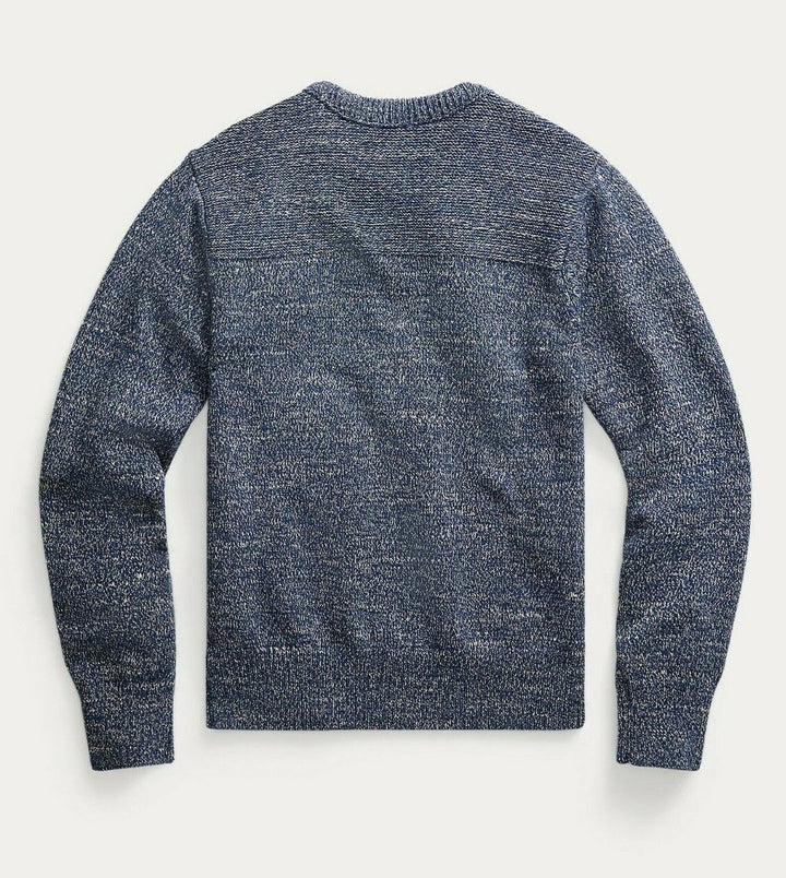 RRL Crewneck Cotton Melange Varsity Thick Knit Men's Small S Sweater Blue