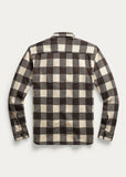 RRL Ralph Lauren Cotton Wool Plaid Shirt Brown Workshirt Popover Men's Small S