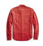 RRL Ralph Lauren Ottoman Red Cotton Plaid Print Work Shirt Men's Extra-Large XL