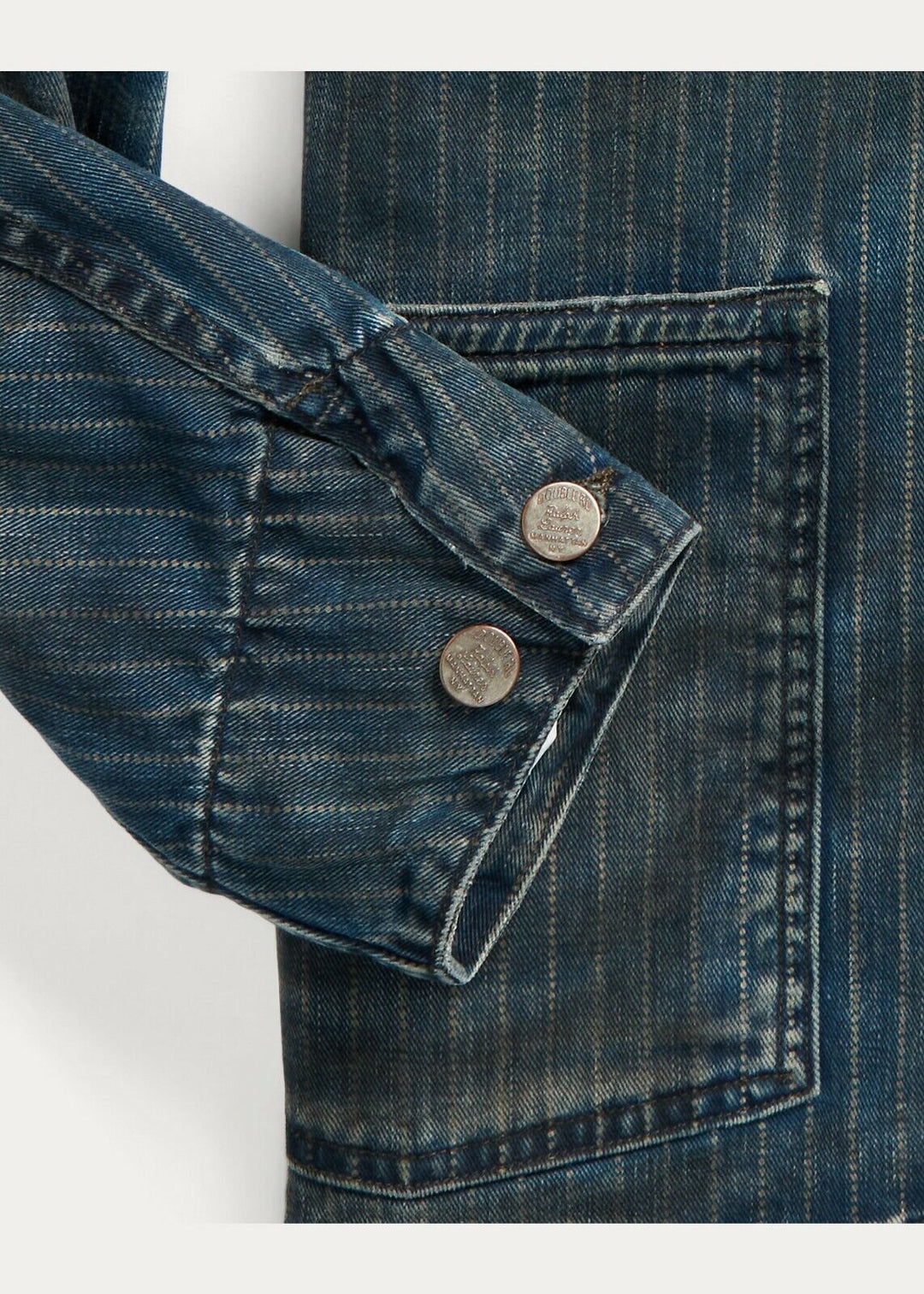 RRL Ralph Lauren Indigo Striped Twill Coat Jean Denim Jacket Chore Men's 2XL XXL