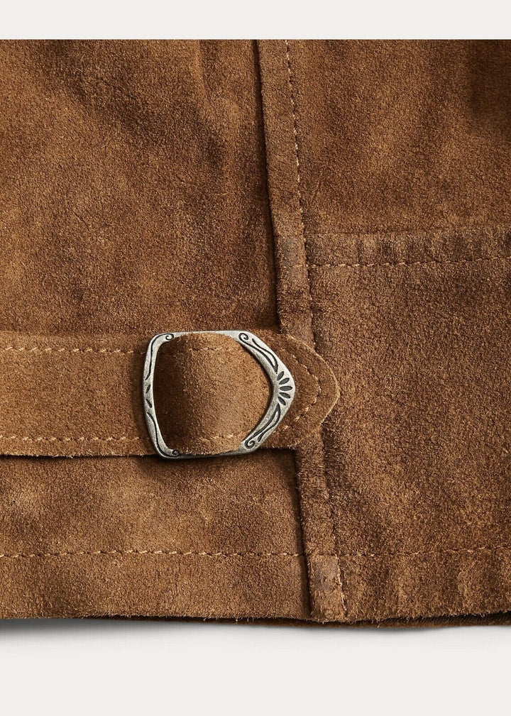 RRL Ralph Lauren Trucker Roughout Suede Leather Coat Jacket Men's Large L