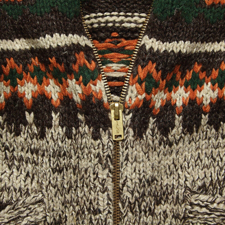 New RRL Ralph Lauren Brown Jacquard Knit Shawl Cardigan Sweater Men's Medium M