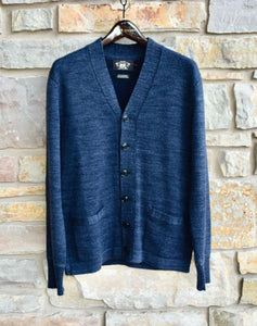 New RRL Ralph Lauren Vintage Wool Cashmere Blue Navy Cardigan Men's Small S