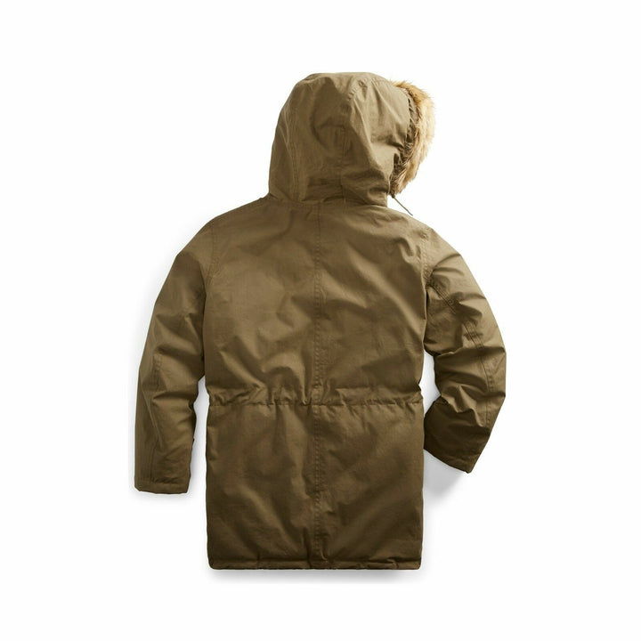 RRL Ralph Lauren Shearling Trim Oilcloth Real Down Parka Coat Men's Medium M