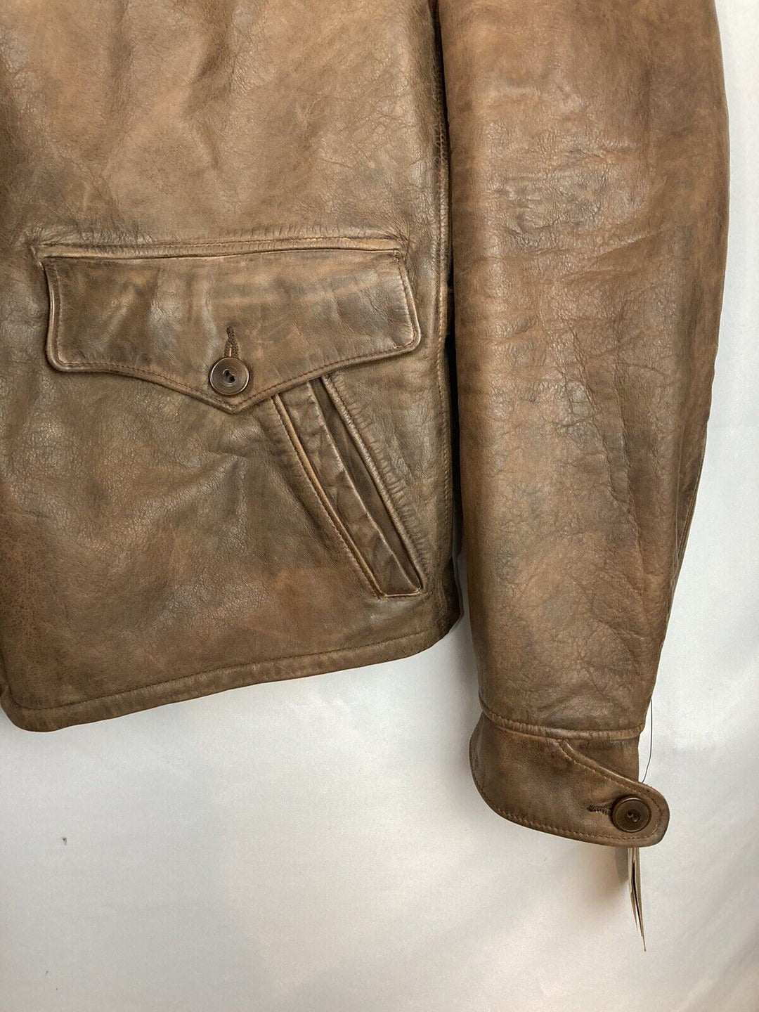 RRL Double RL Ralph Lauren Tan Brown Shearling Leather Jacket Men's M Medium
