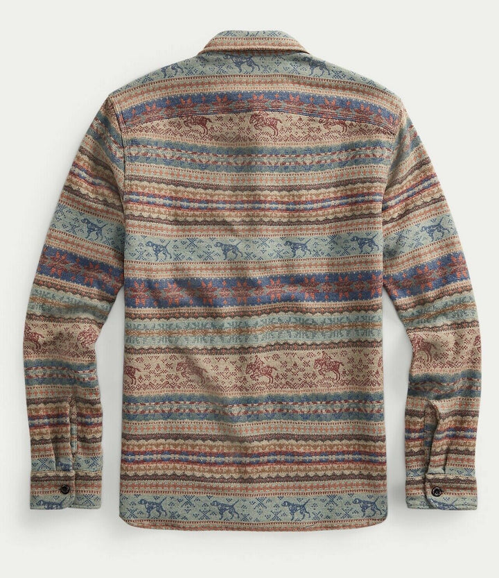 RRL Double Ralph Lauren Fair Isle Hunting Jacquard Workshirt Men's 2XL XXL