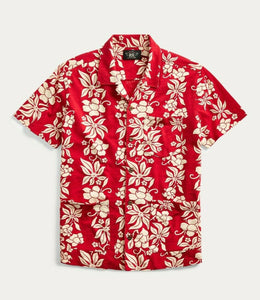 RRL Ralph Lauren Vintage Hawaiian Red Floral Print Shirt Men's Small S Camp