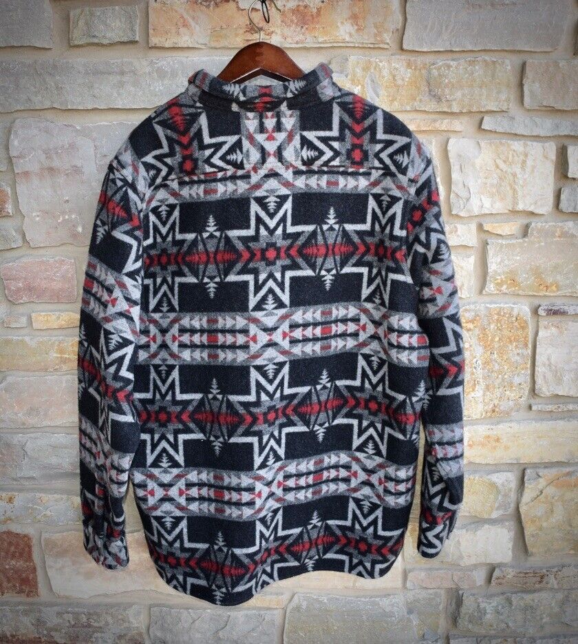 RRL Ralph Lauren Wool Black Southwestern Work Shirt Jacket Mens XXL 2XL