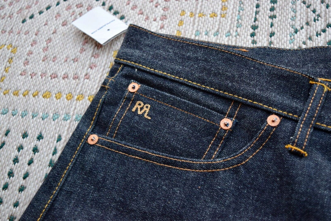 $450 RRL Double RL Dark Wash Raw Denim Jeans Selvedge Rigid Slim Men's 36 x 34