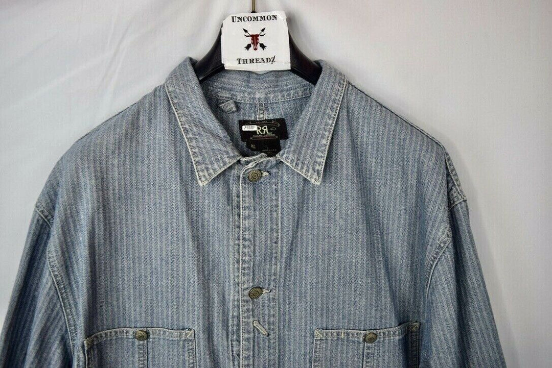 RRL Ralph Lauren Engineer Denim Chore Striped Jacket Men's XL Extra-Large